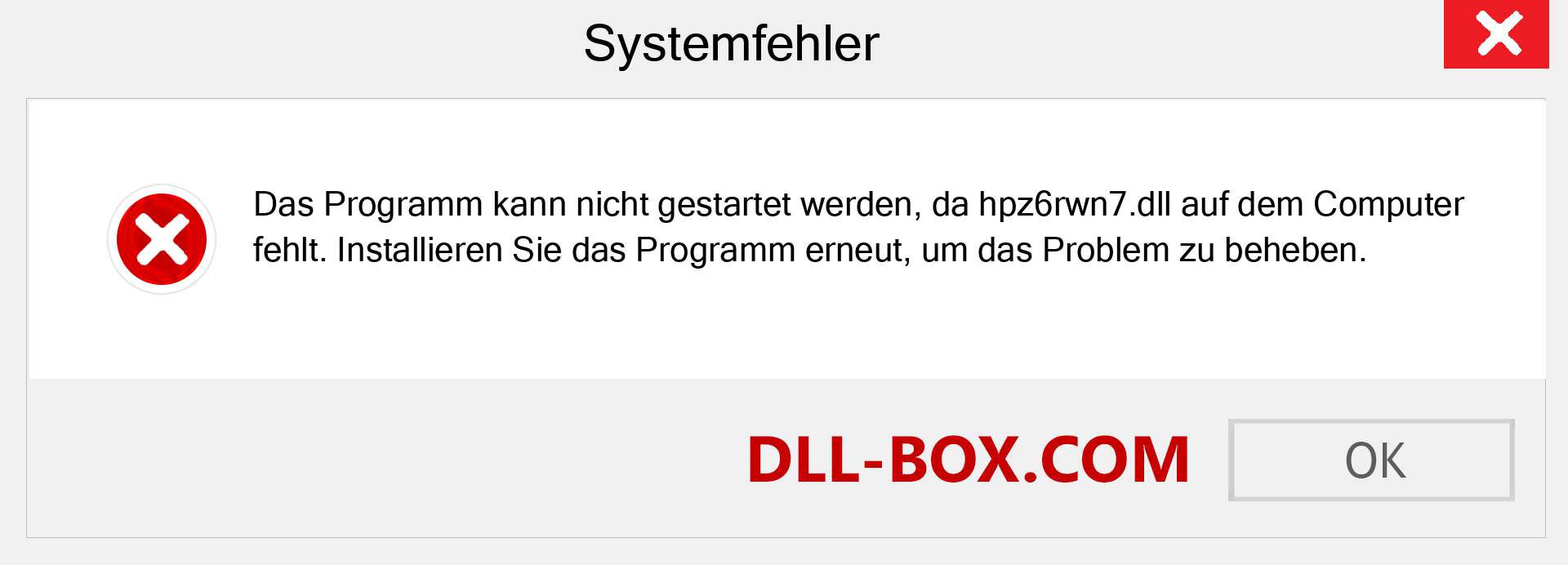 hpz6rwn7.dll-Datei fehlt?. Download für Windows 7, 8, 10 - Fix hpz6rwn7 dll Missing Error unter Windows, Fotos, Bildern