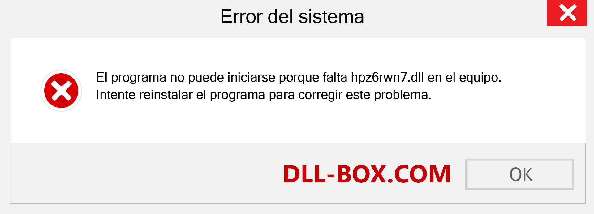 ¿Falta el archivo hpz6rwn7.dll ?. Descargar para Windows 7, 8, 10 - Corregir hpz6rwn7 dll Missing Error en Windows, fotos, imágenes