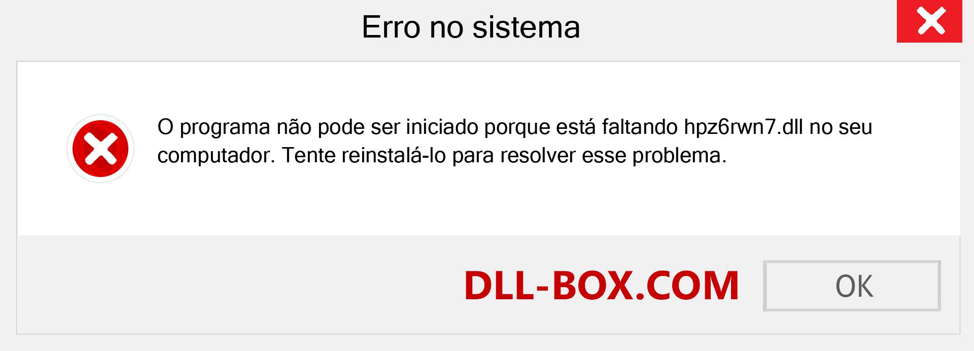 Arquivo hpz6rwn7.dll ausente ?. Download para Windows 7, 8, 10 - Correção de erro ausente hpz6rwn7 dll no Windows, fotos, imagens